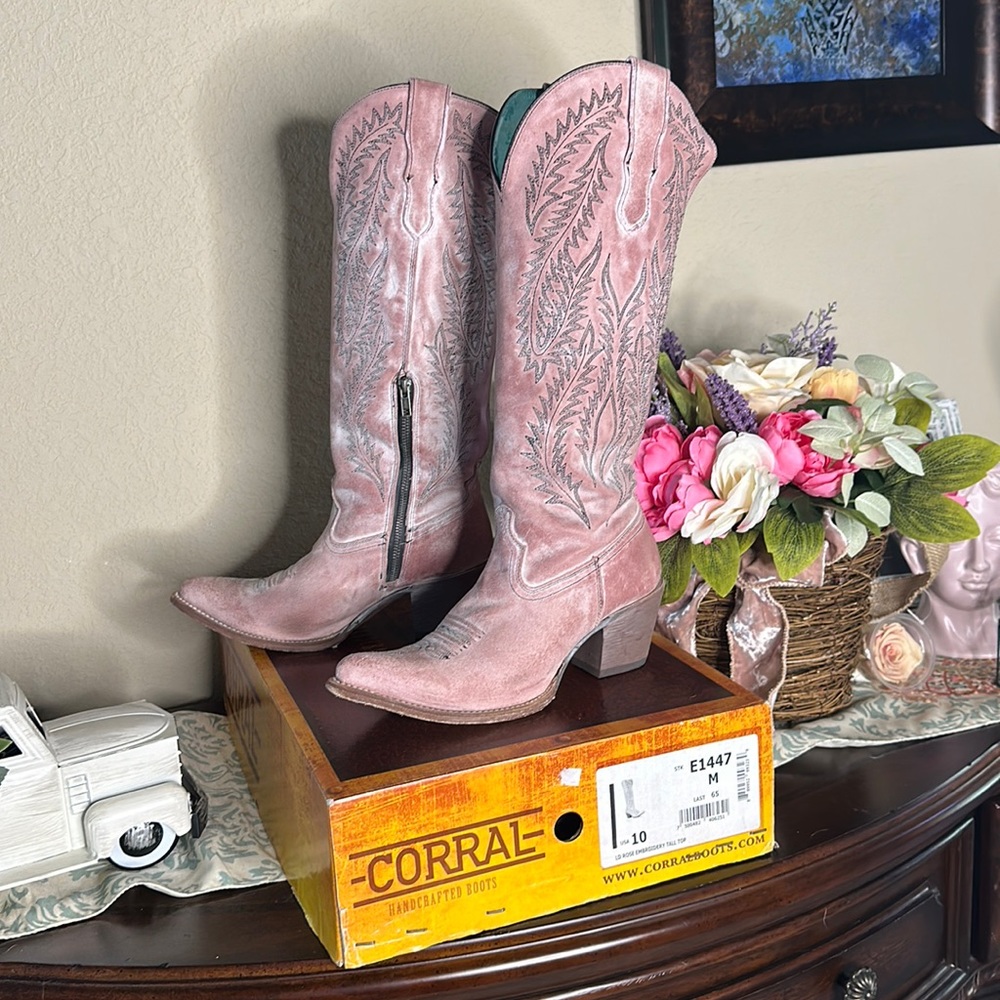 Rose Embroidery Tall Top Boots by Corral women’s size 10